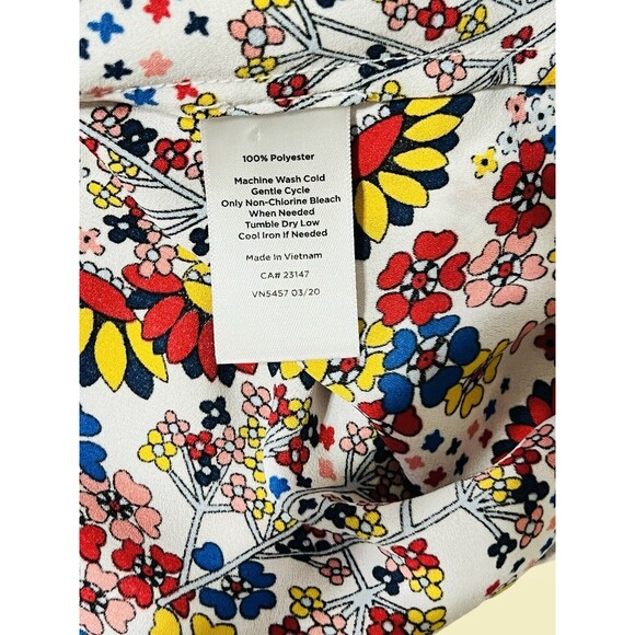 Talbots Floral Print Key Hole Neck With Ties Long Sleeve Blouse Women’s XS - Picture 8 of 12